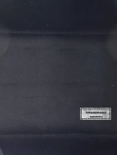 Pre-owned Saint Laurent Sport Striped Canvas And Leather Bucket Bag In Black