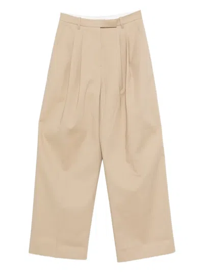Mark Kenly Domino Tan Pleated Trousers In Brown