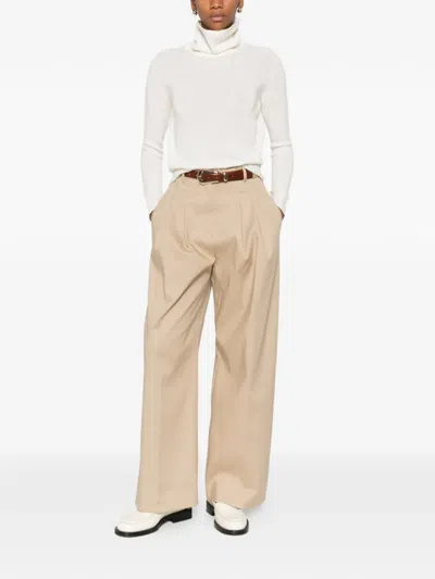 Mark Kenly Domino Tan Pleated Trousers In Brown