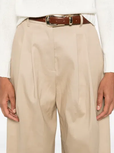 Mark Kenly Domino Tan Pleated Trousers In Brown