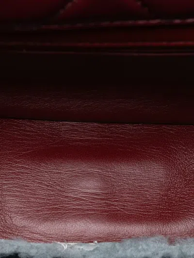 Pre-owned Chanel 2019 Medium Tricolor Cc Quilted Shearling Single Flap Shoulder Bag In Red