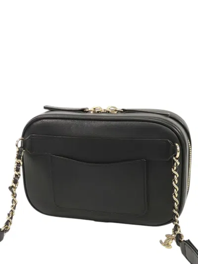 Pre-owned Chanel 2019 Lambskin Cc Mania Camera Bag Crossbody Bag In Black