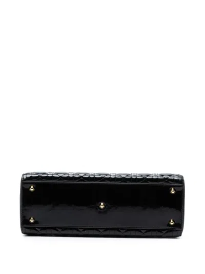 Pre-owned Dior 2014 Large Patent Cannage Lady  Satchel In Black