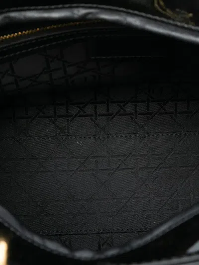 Pre-owned Dior 2014 Large Patent Cannage Lady  Satchel In Black