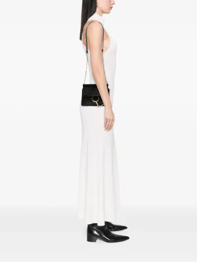 Pre-owned Chloé 2010-2025 Small Calfskin And Suede Faye Crossbody Bag In Black