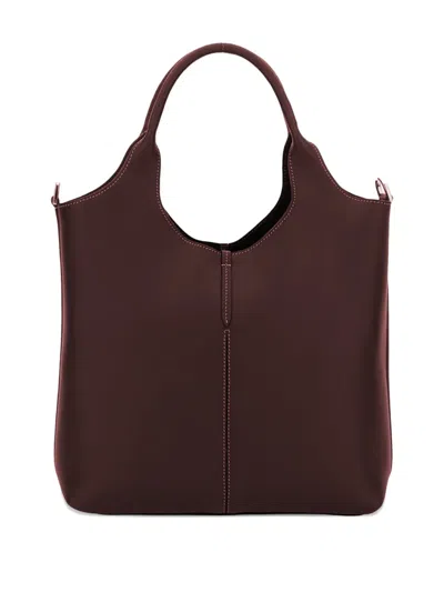 Tod's Small Leather Tote Bag In Burgundy