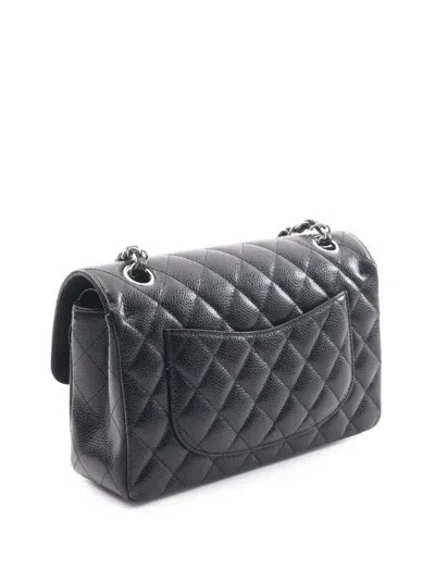 Pre-owned Chanel 2020 Small Classic Caviar Double Flap Crossbody Bag In Black
