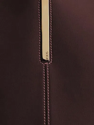 Tod's Small Leather Tote Bag In Burgundy