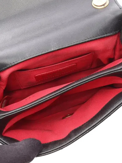 Pre-owned Chanel 2019 Cc Caviar Chevron Top Handle Flap Satchel In Black