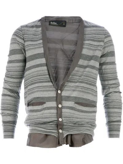 Kolor Striped Cardigan In Gray