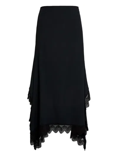 Erdem Cady Lace-trim Midi Skirt In Black