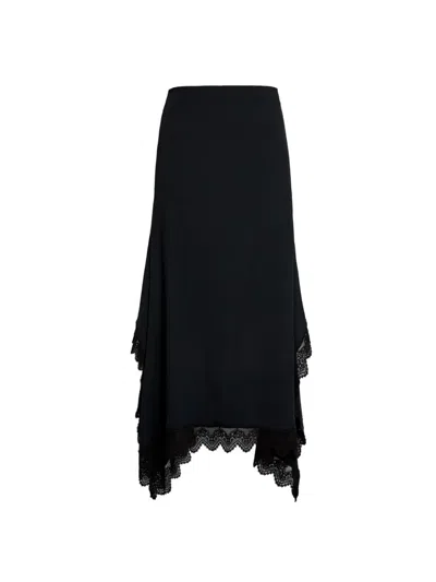 Erdem Cady Lace-trim Midi Skirt In Black