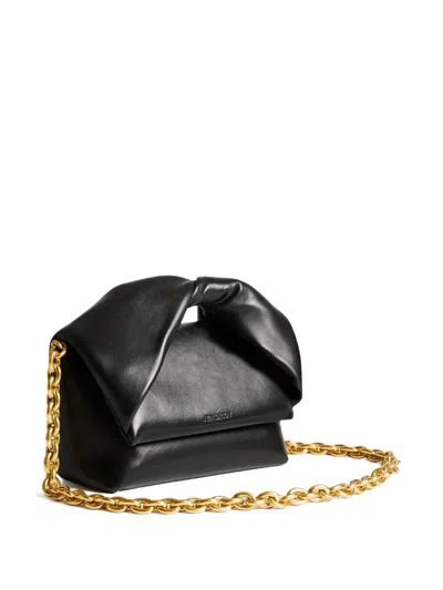 Jw Anderson Shoulder Bag Chain Strap Fold Over Flap In Black