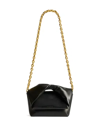 Jw Anderson Shoulder Bag Chain Strap Fold Over Flap In Black