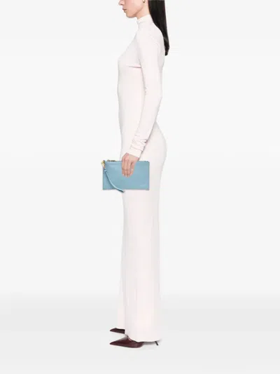 Pre-owned Miu Miu 2000-2025 Goatskin Madras Clutch Bag In Blue