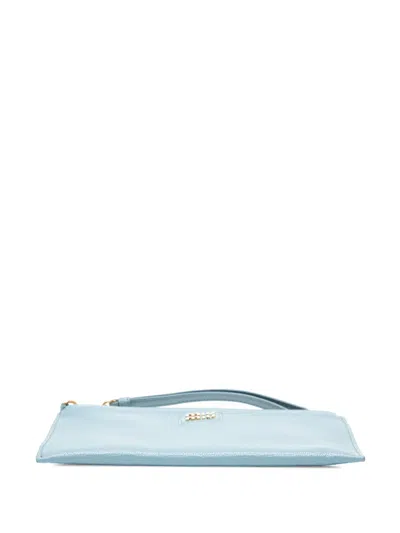 Pre-owned Miu Miu 2000-2025 Goatskin Madras Clutch Bag In Blue