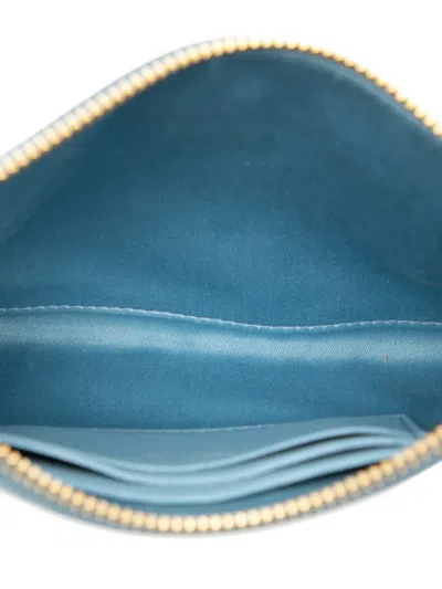 Pre-owned Miu Miu 2000-2025 Goatskin Madras Clutch Bag In Blue