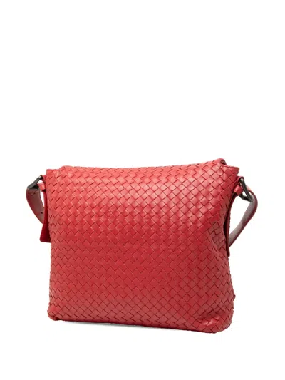 Pre-owned Bottega Veneta 2012-2025 Nappa Intrecciato Flap Crossbody Bag In Red