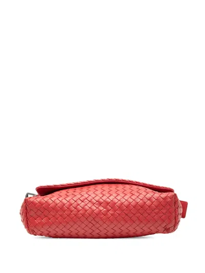 Pre-owned Bottega Veneta 2012-2025 Nappa Intrecciato Flap Crossbody Bag In Red