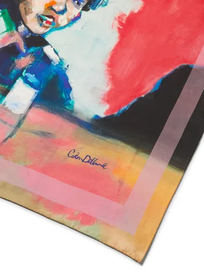 Stuart Weitzman X Kidsuper Artwork Silk Scarf In Blue