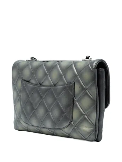 Pre-owned Chanel 2015-2016 Quilted Metallic Lambskin Trendy Cc Flap Shoulder Bag In Gray