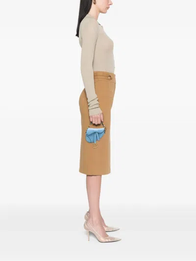 Pre-owned Dior 2021 Micro Goatskin Saddle Bag Satchel In Blue