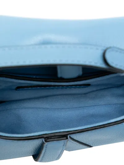 Pre-owned Dior 2021 Micro Goatskin Saddle Bag Satchel In Blue