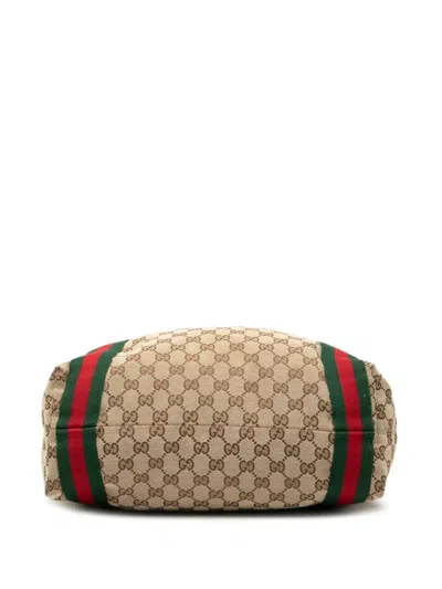 Pre-owned Gucci 2000-2015 Gg Canvas Web Tote Bag In Brown