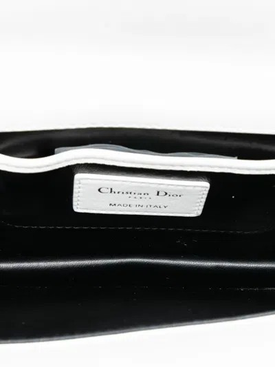 Pre-owned Dior 2015 Leather Patch Embellished Clutch On Chain Crossbody Bag In White