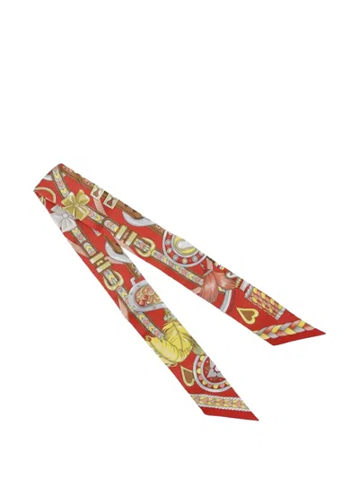 Pre-owned Hermes 2010-2025 Harnais De Cour Silk Twilly Scarf Scarves In Multi
