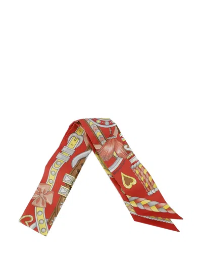 Pre-owned Hermes 2010-2025 Harnais De Cour Silk Twilly Scarf Scarves In Multi