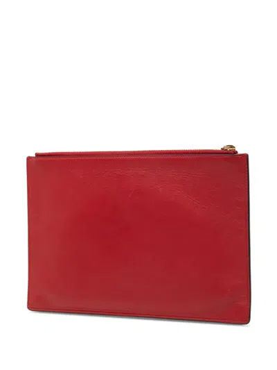 Pre-owned Gucci 2016-2025 Gg Supreme Rainbow Love Patch Clutch Bag In Brown