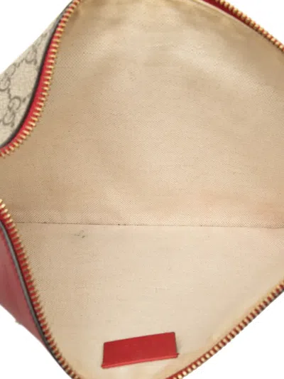 Pre-owned Gucci 2016-2025 Gg Supreme Rainbow Love Patch Clutch Bag In Brown