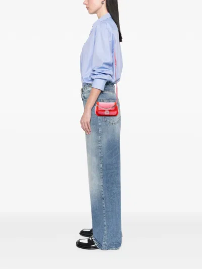 Pre-owned Fendi 2010-2025 Micro Bicolor Shearling Baguette Satchel In Pink