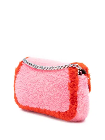 Pre-owned Fendi 2010-2025 Micro Bicolor Shearling Baguette Satchel In Pink