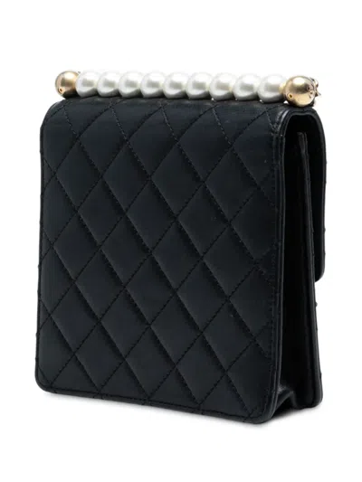 Pre-owned Chanel 2019 Small Lambskin Chic Pearls Flap Crossbody Bag In Black