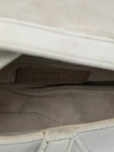 Pre-owned Dior 2020 Mini Velvet Crystal Embellished Hardware Saddle Bag Satchel In Gray