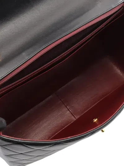 Pre-owned Chanel 1997-1999 Cc Lambskin Maxi Flap Single Flap Shoulder Bag In Black