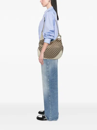 Pre-owned Gucci 2016-2025 Gg Canvas Charlotte Crossbody Bag In Brown