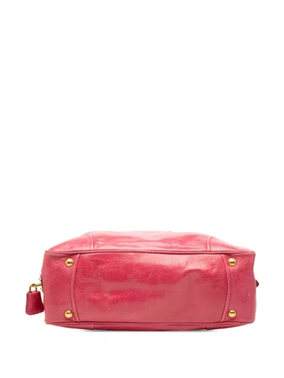 Pre-owned Prada 2000-2012 Vitello Shine Bauletto Satchel In Pink