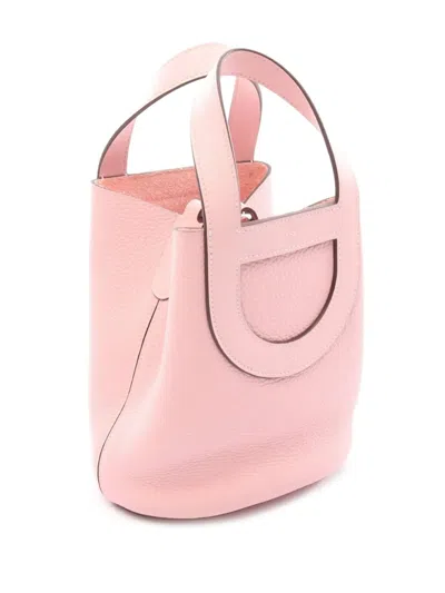 Pre-owned Hermes 2024 Clemence And Swift In The Loop 18 Handbag In Pink