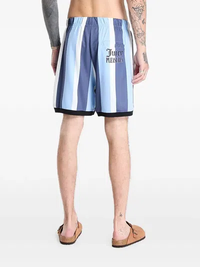 Pleasures Stripe Panelled Shorts In Blue