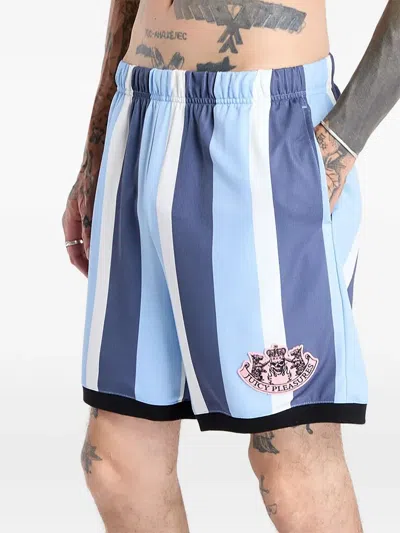 Pleasures Stripe Panelled Shorts In Blue