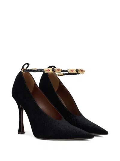 Roberto Cavalli Braided Strap Pumps In Black