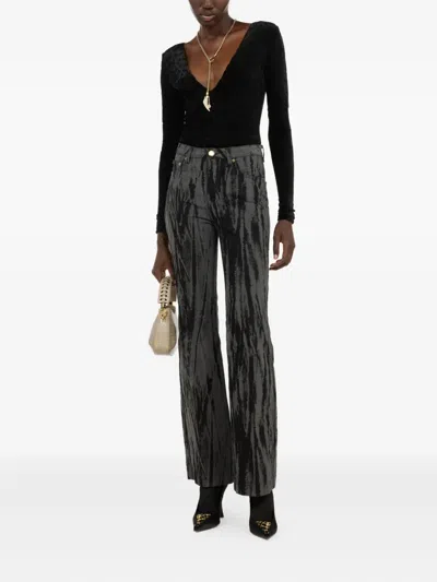 Roberto Cavalli Streak-effect Jeans In Black