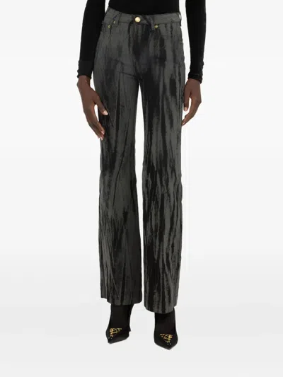 Roberto Cavalli Streak-effect Jeans In Black