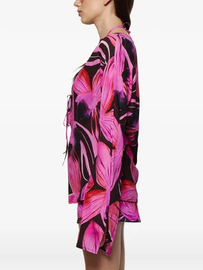 Louisa Ballou Floral-print Long-sleeve Blouse In Multi