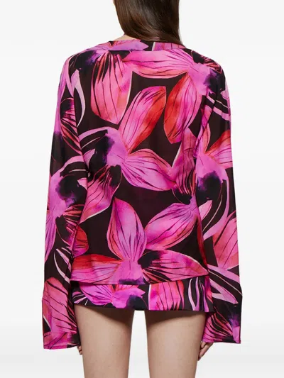 Louisa Ballou Floral-print Long-sleeve Blouse In Multi