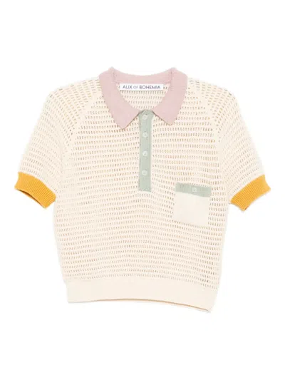 Alix Of Bohemia Contrast-trim Polo Top In Neutral