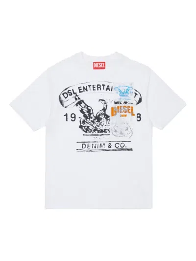 Diesel Tdersim Over Printed T-shirt In White